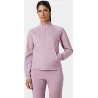 Purple Helly Hansen women's half-zip tech sweatshirt with high collar and front pocket, size M.
