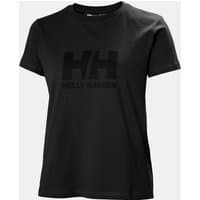 Black Helly Hansen women's T-shirt, size XS, with large black HH logo on chest.