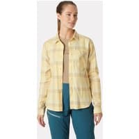 Yellow Helly Hansen women's flannel shirt, organic cotton, plaid pattern, button-up, long sleeves, size S.