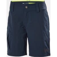 Navy Helly Hansen women's quick dry cargo shorts with side pockets and button closure, size 32.