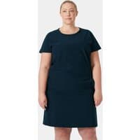 Navy Helly Hansen women's Thalia summer dress, short sleeves, round neckline, knee-length, size S.