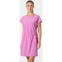 Pink Helly Hansen Thalia Summer Dress 2.0, short sleeves, cinched waist, knee-length, size L.