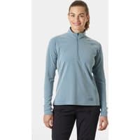 Navy Helly Hansen women's half-zip pullover with long sleeves, high collar, and subtle logo on chest.