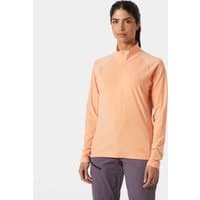 Orange Helly Hansen women's half-zip pullover, long sleeves, high collar, size XS.