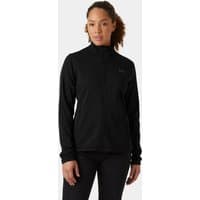 Black Helly Hansen women's fleece jacket, full zip, high collar, long sleeves, size L.