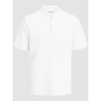 White Jack & Jones Austin zip polo, short sleeves, 2XL, with a sleek zippered collar design.
