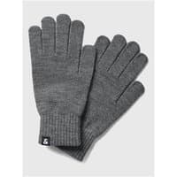 Grey Jack & Jones Barry knitted gloves with ribbed cuffs and black logo tag.