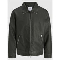 Black Jack & Jones Casablanca PU jacket, XL, with front zipper, two zippered pockets, and a classic collar.
