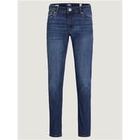 Blue denim Jack & Jones Junior Glenn Original jeans, slim fit, classic five-pocket style, button closure, size 14Y.