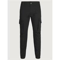 Black Jack & Jones Junior cargo pants with side pockets, button closure, and straight fit for 10-year-olds.