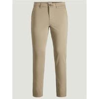 Brown/beige Jack & Jones Marco Jjbowie slim fit chinos with button closure and side pockets, size 30R.