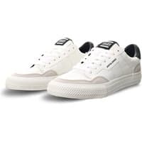 White Jack & Jones faux leather sneakers, size 41, with logo on side and tongue, black heel detail, lace-up design.