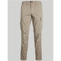 Beige Jack & Jones cargo trousers with side pockets and regular fit, size 32S.