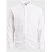 White Jack & Jones slim fit casual shirt, long sleeves, button-down collar, size L.