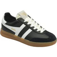 Black and white leather Gola Cyclone trainers with gum sole and white laces.