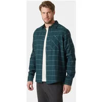 Green plaid Helly Hansen Aker long sleeve shirt with button front and chest pocket.