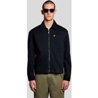 Navy Lyle & Scott men's overshirt, lightweight enzyme wash, zip front, collared, with embroidered logo on chest.