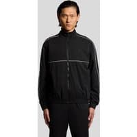 Black Lyle & Scott men's track jacket, lightweight with zip front, ribbed cuffs, and subtle logo on chest.