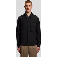 Black Lyle & Scott men's overshirt with utility pocket, button-up front, and long sleeves.