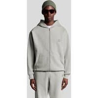 Light grey marl men's zip-through hoodie with hood, ribbed cuffs, and subtle logo on chest, by Lyle & Scott.