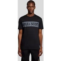 Black Lyle & Scott men's T-shirt with chest logo, short sleeves, and crew neck.