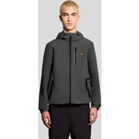 Grey Lyle & Scott men's sports hooded jacket with front zipper, side pockets, and embroidered logo on chest.