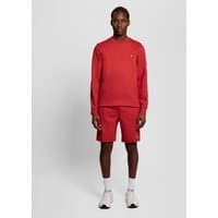 Red Lyle & Scott men's lightweight sweat shorts with elastic waistband and small logo on left thigh.
