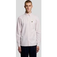 Pink Lyle & Scott men's stripe Oxford shirt with button-down collar and embroidered logo on chest.