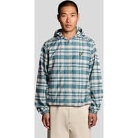 Green tartan lightweight hooded jacket with elastic cuffs and Lyle & Scott logo on chest.
