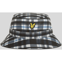 Multicolour tartan check bucket hat by Lyle & Scott, featuring a yellow eagle logo on the front.