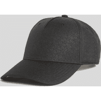 Black Lyle & Scott baseball cap with tonal monogram pattern and curved brim.