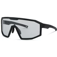 Matt black Madison Enigma sunglasses with clear lenses and angular frame design.