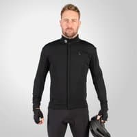 Black men's long-sleeve cycling jersey by Endura, featuring a full front zipper and high collar.