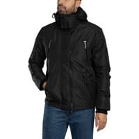 Black Superdry Mountain Windcheater Jacket with high collar, zip pockets, and adjustable hood.