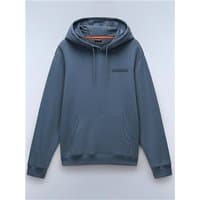 Stormy grey Napapijri Sovana hoodie, kangaroo pocket, drawstring hood, subtle logo on chest, size S.