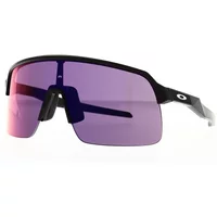 Matte black Oakley Sutro Lite cycling sunglasses with Prizm Road lenses and a wraparound shield design.