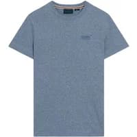 Blue organic cotton T-shirt by Superdry, short sleeves, crew neck, subtle logo on chest.