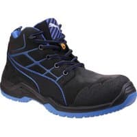 Black and blue Puma men's Krypton safety boots with reinforced toe and cushioned sole.