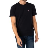 Black Napapijri Salis T-Shirt with short sleeves, crew neck, and small red logo on the chest.
