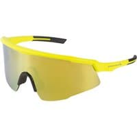 Bright yellow Shumba Glasses II by Endura with wraparound mirrored lens and black temple tips.