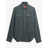 Balsam green Superdry&Co flannel shirt, button-up, long sleeves, chest pockets with button closures, small logo patch.