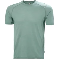 Green Helly Hansen Durawool T-shirt, short sleeves, crew neck, subtle stitching details.