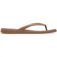 Brown Crocs Miami women's flip-flops with slim straps and textured footbed.