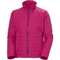 Women's Helly Hansen Crew 2.0 Insulated Hybrid Puffer, bright pink with quilted texture and high collar.