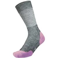 Gray and pink women's recycled socks by 1000 Mile, featuring ribbed texture and reinforced heel and toe.