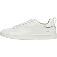 White women's trainers by Only Shilo with lace-up design, subtle branding, and smooth leather finish.