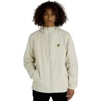 Beige Lyle & Scott zipped hoodie with hood, front pockets, and logo on chest.