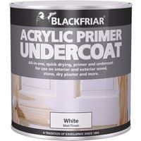 White Blackfriar acrylic primer undercoat can, 500ml, with bold black and white label, quick-drying formula.