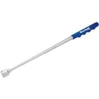 Telescopic magnetic pick-up tool with silver extendable shaft and blue grip handle.