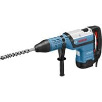 Blue Bosch rotary hammer with black handle, SDS-Max chuck, and red accents.